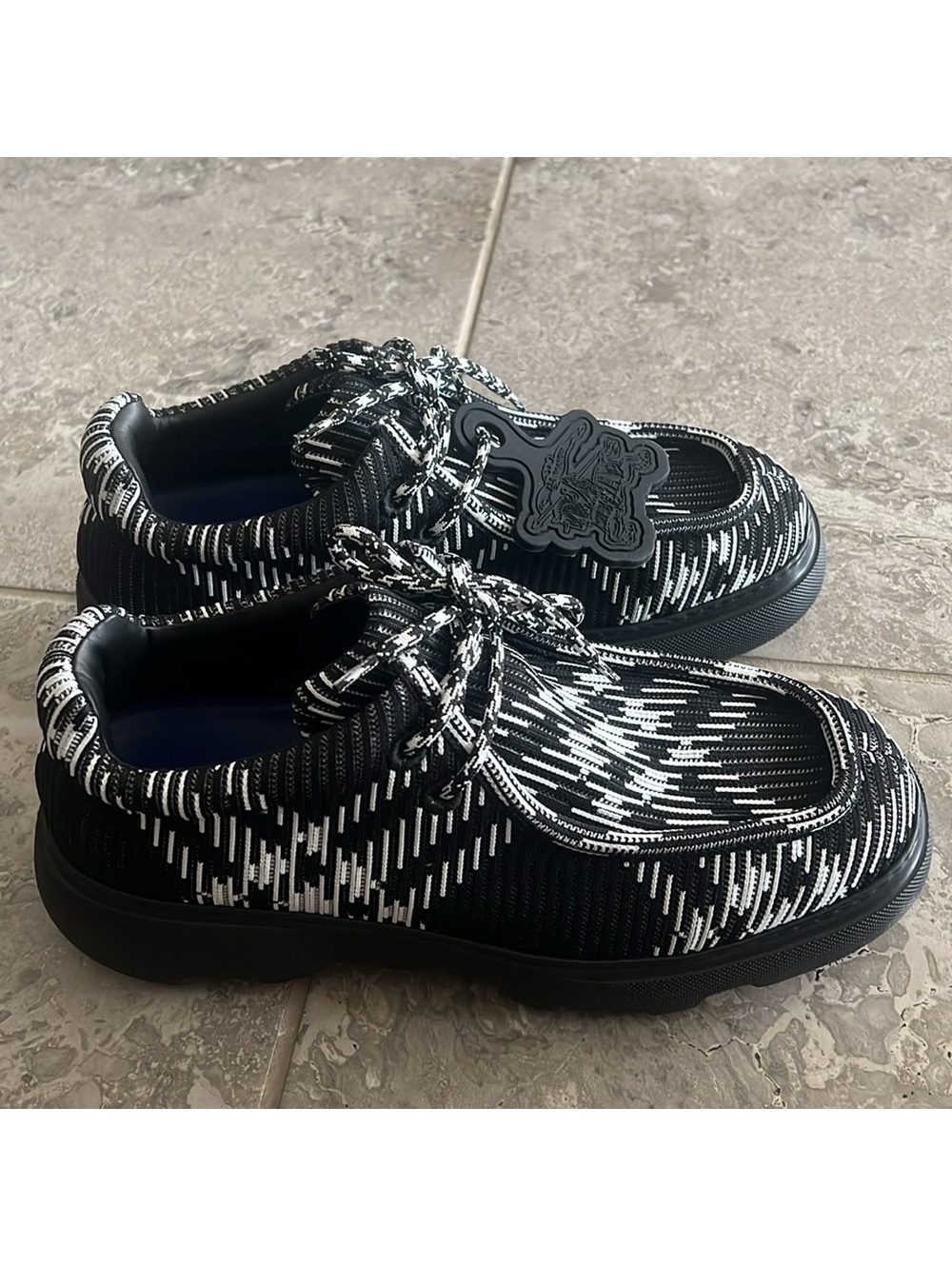 Burberry Creeper Check Woven Lace Up Boots Black Made in Italy, NWT, EU Size 44 - Picture 5 of 16